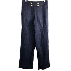 Outback Red Pants Womens Sz 0 Blue Gold‎ Anchor Sailor Button Linen Wide Leg